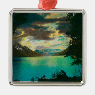 Kenai Lake, Alaska with Storm Gathering Metal Ornament