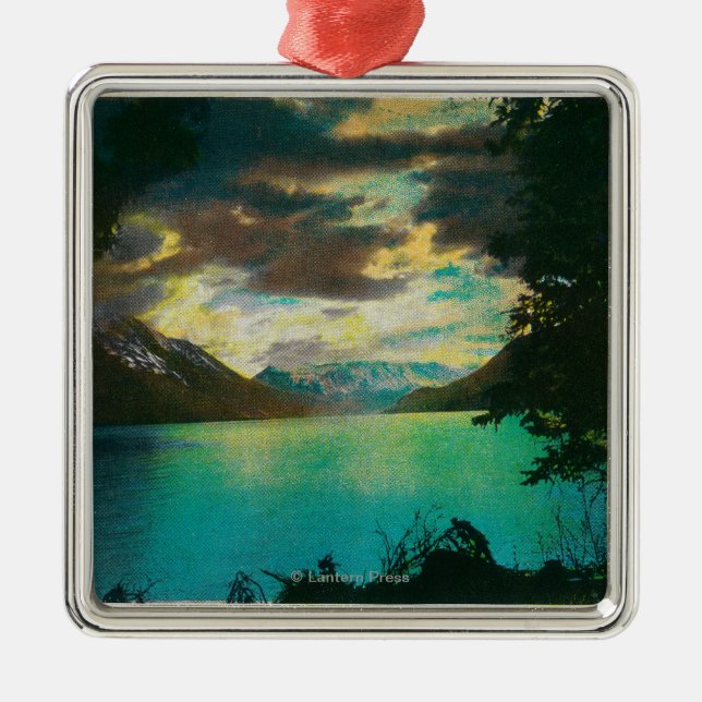 Kenai Lake, Alaska with Storm Gathering Metal Ornament (Front)