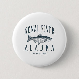 Kenai River Alaska Fishy Fisherman Funny Fishing L Button