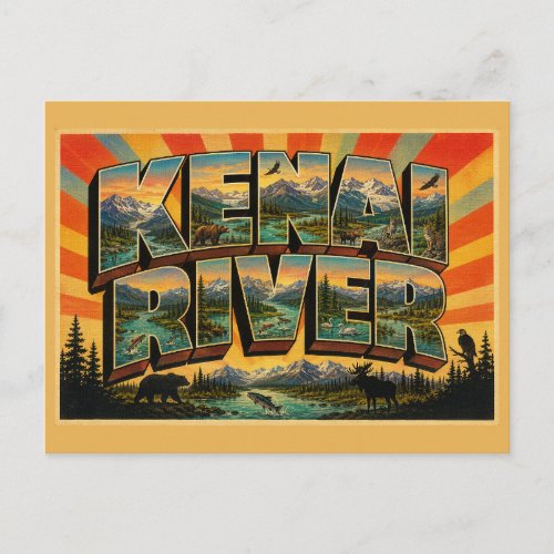 Kenai River Alaska Turquoise Water Wildlife Art Postcard