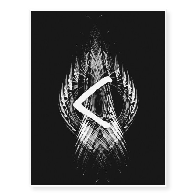 ☼KENAZ - RUNE OF REGENERATION & FIRE☼ TEMPORARY TATTOOS (Front)