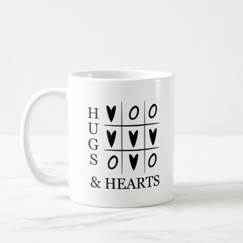 Kendal Hugs  Hearts Black Grid Tic_Tac_Toe Coffee Mug