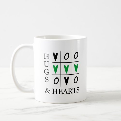 Kendal Hugs  Hearts Green Black Grid Tic_Tac_Toe Coffee Mug