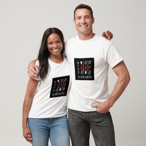 Kendal Hugs  Hearts Red on Black Tic_Tac_Toe T_Shirt