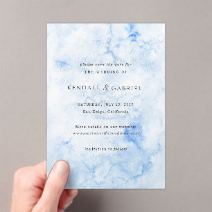 Kendall Blue Elegant Wedding Save the Date Acrylic Invitations