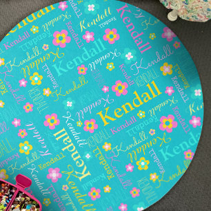 Kendall flowers name aqua pink yellow white rug