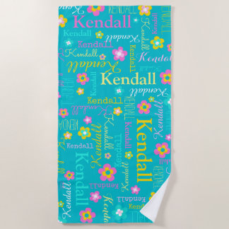 Kendall flowers name beach towel