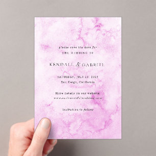 Kendall Pink Elegant Wedding Save the Date Acrylic Invitations