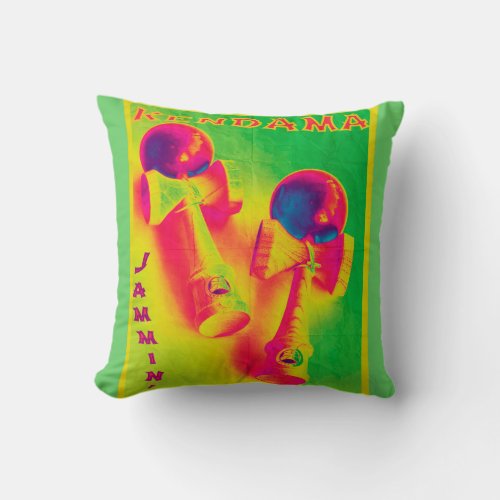 Kendama Jammin Psychedelic Poster Throw Pillow