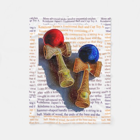 Kendama, Red and Blue Color Ink Sketch Fleece Blanket