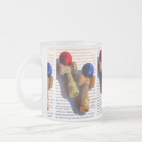 Kendama, Red and Blue Color Ink Sketch Frosted Glass Coffee Mug