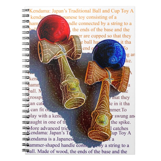 Kendama, Red and Blue Color Ink Sketch Notebook (Front)