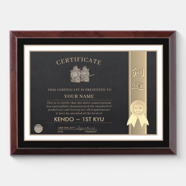 Kendo Award Plaque (Horizontal)