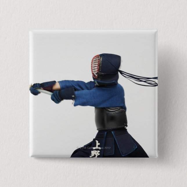 Kendo Fencer Practicing Button (Front)