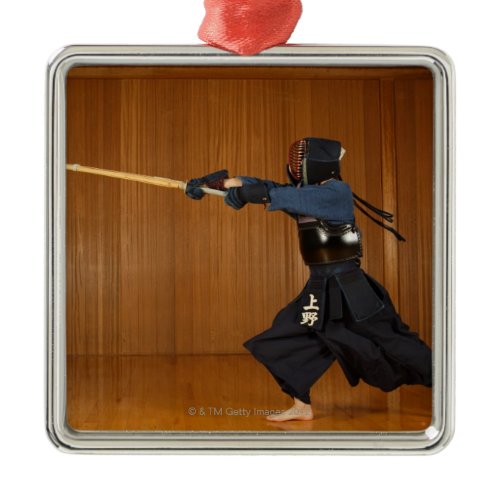 Kendo Fencer Practicing Metal Ornament