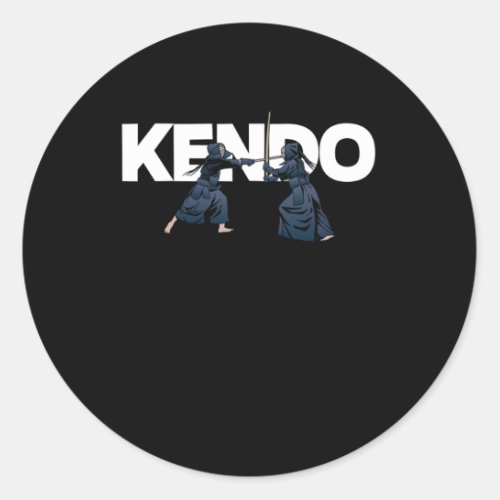 Kendo Fighters Samurai Bogu Shina Ninja Katana Gif Classic Round Sticker