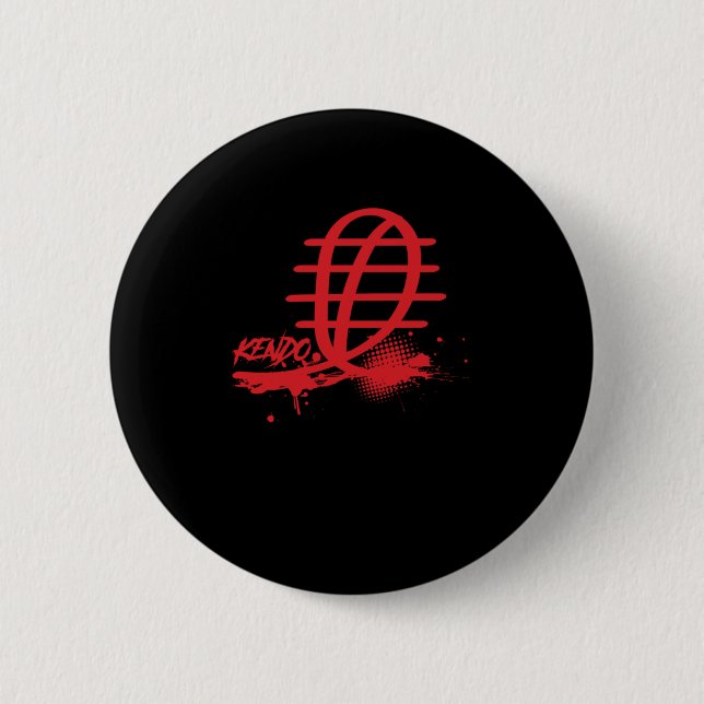 Kendo Japan Shinai Bogu Katana Samurai Ninja Gift Button (Front)