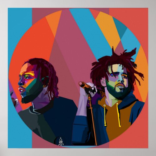 Kendrick Lamar and J Cole Wpap Abstract art Poster