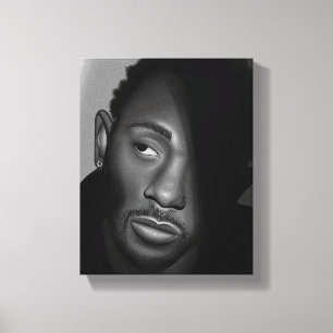 Kendrick Lamar Black and White Portrait Painting Canvas Print