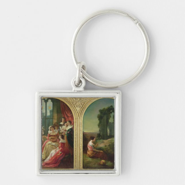 Kenilworth Castle - Past and Present, 1854 Keychain (Front)