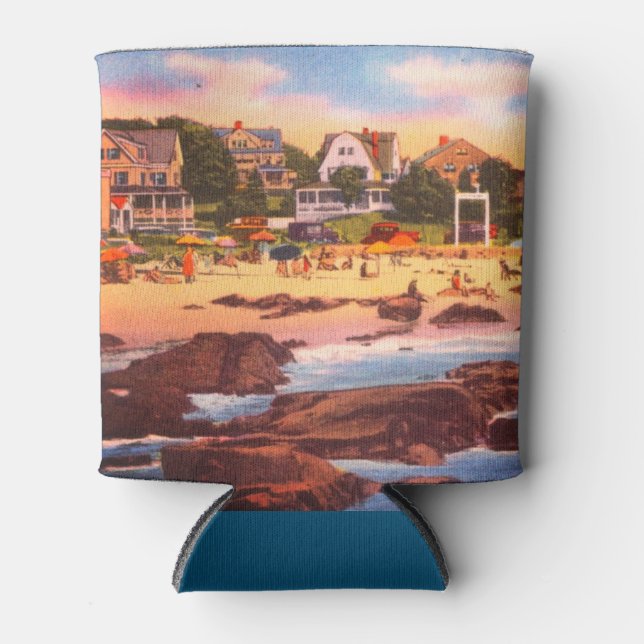 Kennebunk Beach, Maine Vintage Cottages Photo Can Cooler (Front)