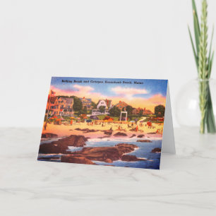 Kennebunk Beach, Maine Vintage Cottages Photo Holi Holiday Card