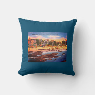 Kennebunk Beach, Maine Vintage Cottages Photo Throw Pillow