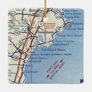 Kennebunk Vintage Map Ceramic Ornament