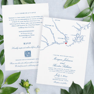 Kennebunkport All-in-One QR code RSVP Wedding Invitation