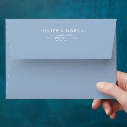 Kennebunkport Dusty Blue Return address wedding  Envelope