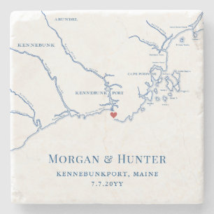 Kennebunkport Maine Destination Wedding Favor Stone Coaster