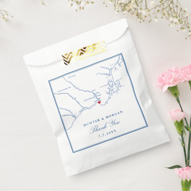 Kennebunkport Maine Map Elegant Wedding Favor Bag (Sealed)