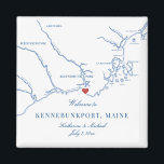 Kennebunkport Maine Map Wedding Favor Magnet<br><div class="desc">Quick and easy ordering! These Kennebunkport, Maine map magnets are perfect way to say "Welcome to Maine!" to out of town guests with welcome bag goodies, or customize them for your wedding party. Move the heart by clicking "Edit Using design tool" under "Personalize". Whether you're tying the knot at Nonantum...</div>
