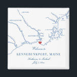 Kennebunkport Maine Map Wedding Favor Magnet<br><div class="desc">Quick and easy ordering! These Kennebunkport, Maine map magnets are perfect way to say "Welcome to Maine!" to out of town guests with welcome bag goodies, or customize them for your wedding party. Move the heart by clicking "Edit Using design tool" under "Personalize". Whether you're tying the knot at Nonantum...</div>