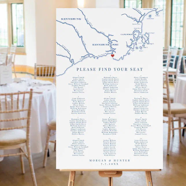 Kennebunkport Maine Map Wedding Seating Chart Foam Board Zazzle