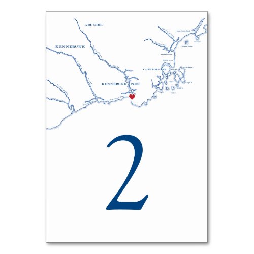 Kennebunkport Maine Map Wedding Table Number