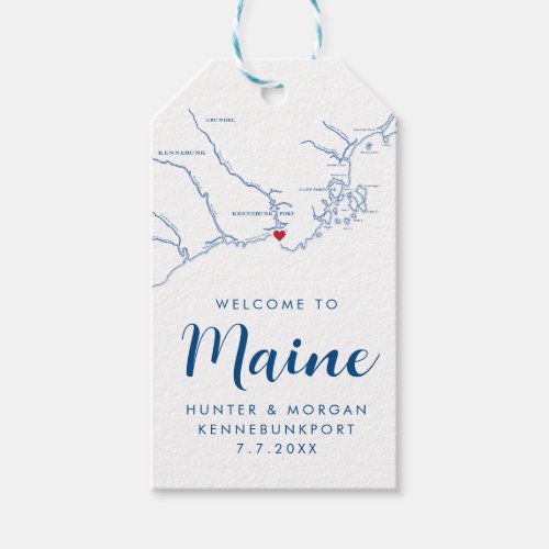 Kennebunkport Maine Minimal Modern Navy Wedding Gift Tags