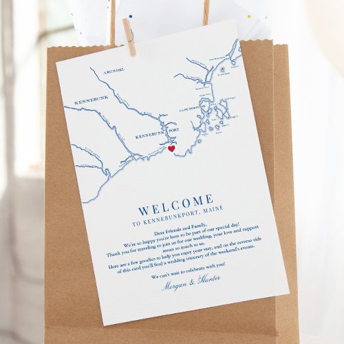 Kennebunkport Maine Wedding Welcome Itinerary Thank You Card