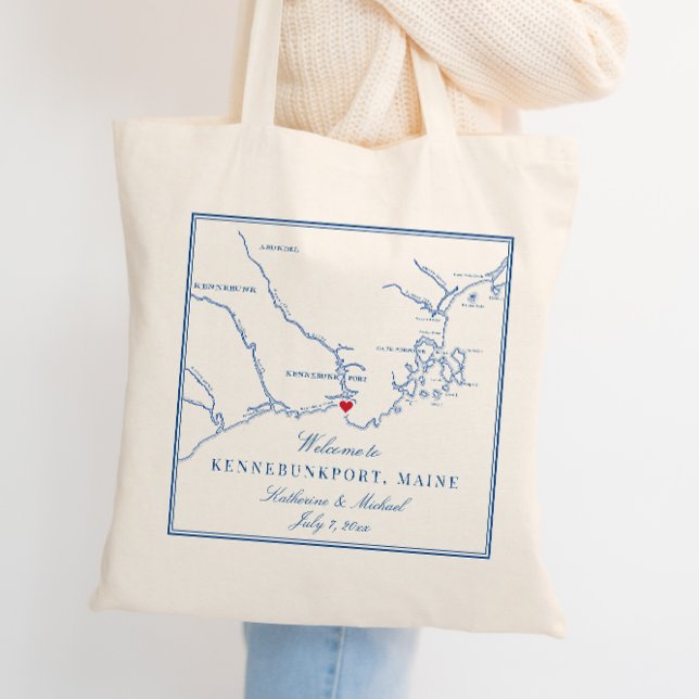 Kennebunkport Maine Wedding Welcome Tote Bag (These Kennebunkport Maine Wedding Welcome Tote Bags are perfect "welcome to Maine" gifts)
