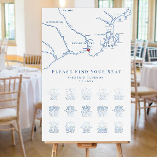 Kennebunkport Map 15 Table Wedding Seating Chart Foam Board