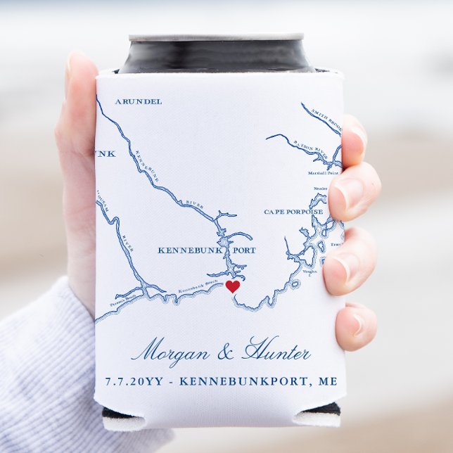 Kennebunkport Map Wedding Favor Drink Holder Can Cooler (Kennebunkport Maine Map Wedding Coozies are great wedding favors for your destination wedding!)