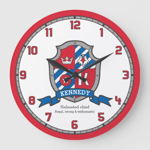 Kennedy boys name meaning heraldry knights shield large clock