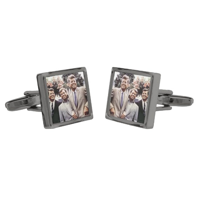 Kennedy Brothers, President John, Robert & Ted Cufflinks (Angled)