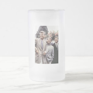 Kennedy Brothers, President John, Robert & Ted Frosted Glass Beer Mug
