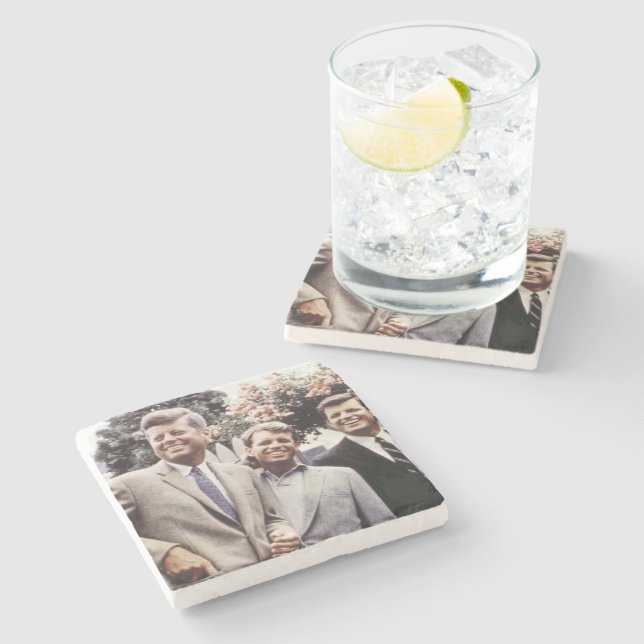 Kennedy Brothers, President John, Robert & Ted Stone Coaster (Side)