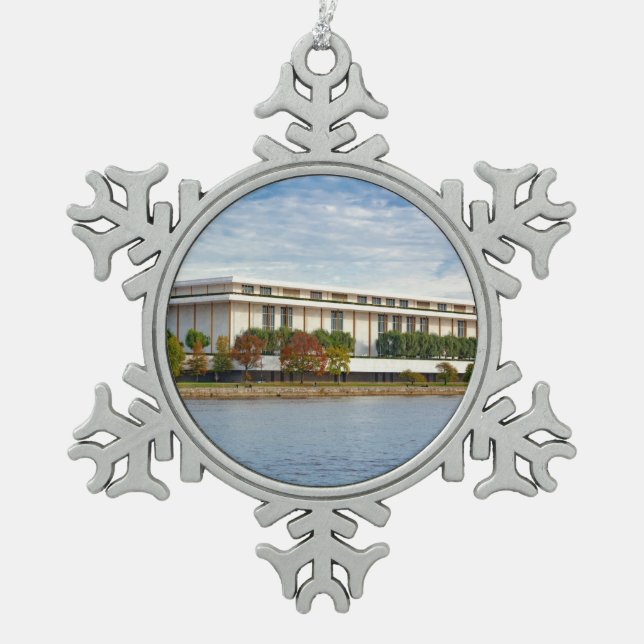 Kennedy Center Snowflake Pewter Christmas Ornament (Front)