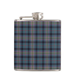 Kennedy Clan Ancient Tartan Teal Blue Plaid Flask