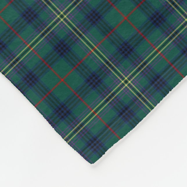 Kennedy Clan Tartan Green Plaid Fleece Blanket (Corner)