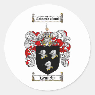 KENNEDY FAMILY CREST -  KENNEDY COAT OF ARMS CLASSIC ROUND STICKER