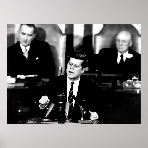 Kennedy Giving Historic Speech to Congress Poster